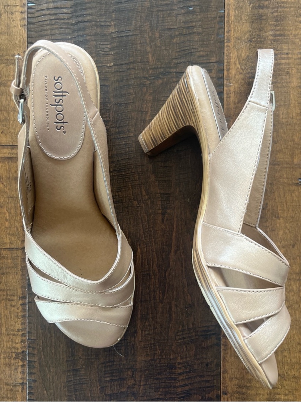 Softspots Neima metallic gold leather strappy slingback sandals sz 8.5